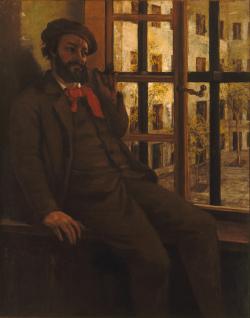 Dans cet autoportrait, Courbet s'est représenté dans sa cellule de la prison parisienne Sainte-Pélagie.