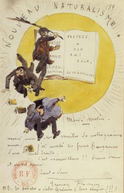 Goncourt signant une préface et envoyant un coup de pied à Zola