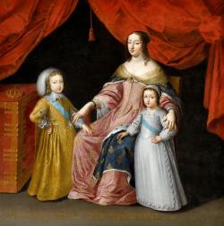 Anne d'Autriche, régente, Louis XIV et Philippe de France, duc d'Anjou