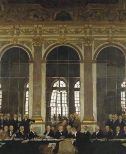 Signature du Traité de paix le 28 juin 1919 dans la Galerie des Glaces de Versailles