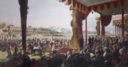 La Distribution des drapeaux à Longchamp par le président Jules Grévy - Detaille