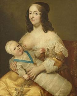 Le Dauphin, futur Louis XIV, et sa nourrice, Elisabeth Longuet - Beaubrun