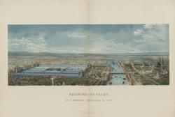 Vue aérienne de l'exposition universelle de 1878 avec la Seine