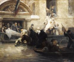 Sauvetage des malades de l'hôpital de la charité, durant l'inondation de 1910