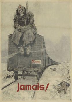 Un squelette habillé en soldat sur un train vers la Sibérie