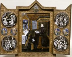 Triptyque en émail peint avec Catherine de Médicis
