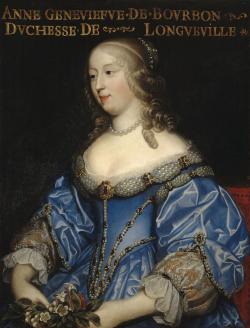 Portrait d'une femme de la cour de Louis XIV, de 3/4,  habillée de bleu, avec des bijoux