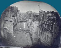 la rue saint-maur à Paris le 25 juin 1848 avec les barricades