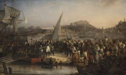 Napoléon embarque à l'ile d'Elbe sur un voilier