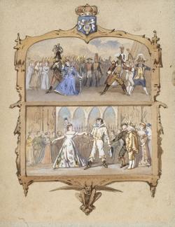 dessin de scènes d'opérette d'Offenbach