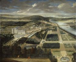 vue panoramique du chateau de Saint-Cloud avec la Seine