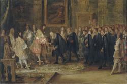 Louis XIV reçoit au Louvre les ambassadeurs des treize cantons suisses (11 novembre 1663)