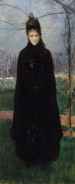 femme debout en deuil