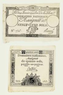 Assignats de vingt-cinq et de quinze sols.