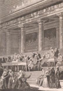 Les Femmes de Versailles siégeant à l'Assemblée Nationale au milieu des députés , le 5 octobre 1789.