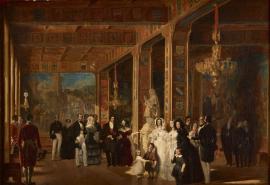 Louis-Philippe et la famille royale visitant la Salle des Croisades