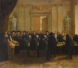Louis XIV tenant les sceaux en présence des conseillers d'Etat et des maîtres des Requêtes.
