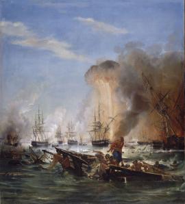 Bataille de Navarin, explosion de la frégate égyptienne 