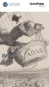 Nadar dans une nacelle prend une photo