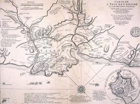 Carte de l'île de Cayenne et des rivières voisines par d'Anville.