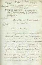 Lettre de Victor Hugues, commissaire du gouvernement en Guyane, au ministre de la Marine et des Colonies.