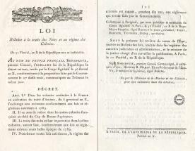 Loi sur la traite des noirs et le régime des colonies, 30 floréal an X / 20 mai 1802.