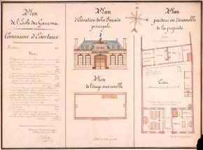 Essertaux. Plan de l'école des garçons et de la mairie