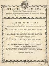 Bulletin de santé de la vaccination de Louis XVI, du comte de Provence, du comte d'artois et de la comtesse d'artois