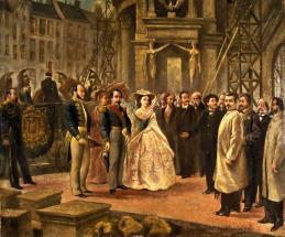 Napoléon III et l'Impératrice visitent les travaux de l'Opéra.
