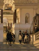 Napoléon Ier visitant l'escalier du musée du Louvre
