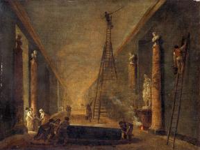 La Grande Galerie du Louvre en cours de restauration, vers 1798-1799.