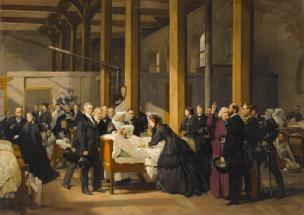 L'impératrice Eugénie visitant les cholériques de l'Hôtel-Dieu à Amiens, le 4 juillet 1866.