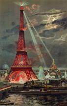 Embrasement de la Tour Eiffel pendant l'Exposition universelle de 1889.