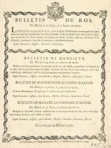 Bulletin de santé de la vaccination de Louis XVI, du comte de Provence, du comte d'artois et de la comtesse d'artois