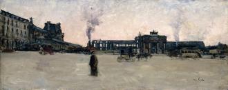 Le Palais des Tuileries après l'incendie de 1871, vu depuis le Jardin du Carrousel