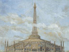 Projet d'habillage de la tour Eiffel pour l'Exposition universelle de 1900, élévation