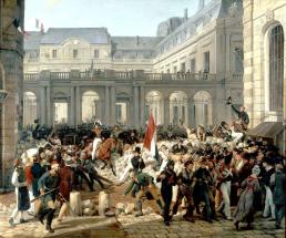 Louis-Philippe, duc d'Orléans, quitte le Palais Royal pour se rendre à l'hôtel de ville de Paris.