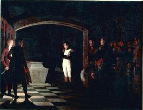 Napoléon au tombeau du grand Frédéric à Potsdam.