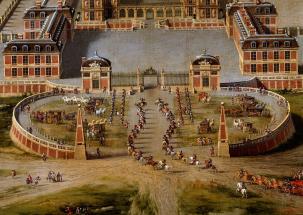 Vue du château et des jardins de Versailles (détail).