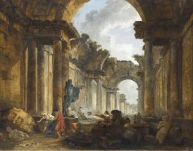 Vue de la Grande Galerie du Louvre en ruines