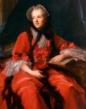 portrait d'une femme en habit rouge