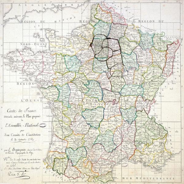 Carte de France divisée suivant le plan proposé à l'Assemblée nationale... le 29 septembre 1789.
