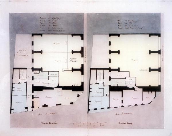 Plan des rez-de-chaussée et 1er étage, n° 12, rue Transnonain.