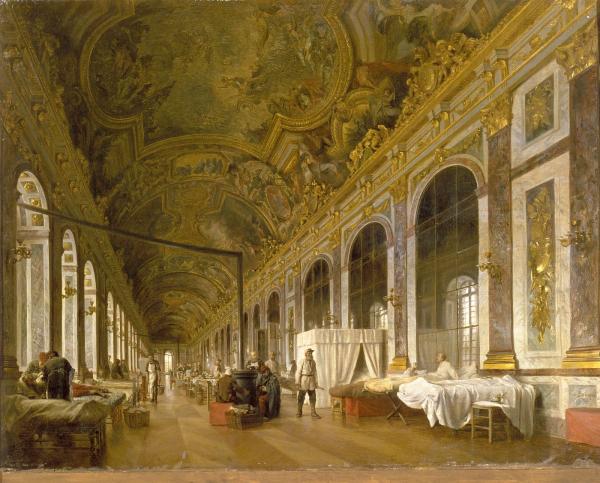 La Galerie des Glaces transformée en ambulance.