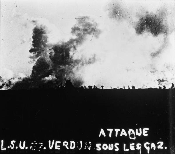 Attaque sous les gaz. L.S.U. 87. Verdun.