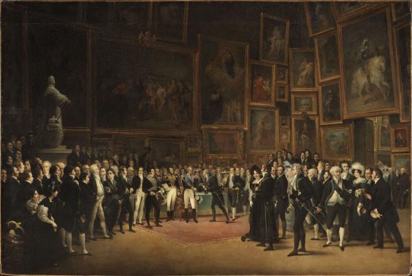 Charles X distribuant des récompenses aux artistes à la fin du Salon de 1824.