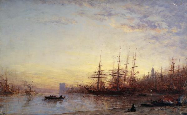 Le port de Marseille au coucher du soleil.
