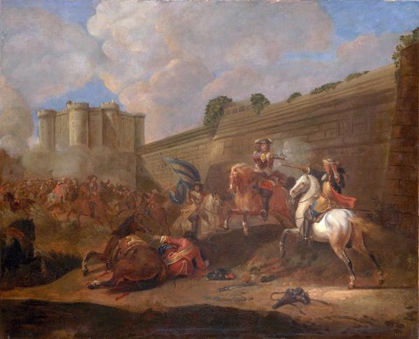 Combat de deux cavaliers, faubourg Saint-Antoine sous les murs de la contre-escarpe de la Bastille.