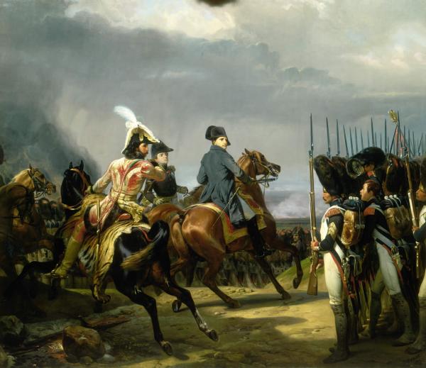 Napoléon Ier passant devant les troupes à la bataille d'Iéna, 14 octobre 1806.