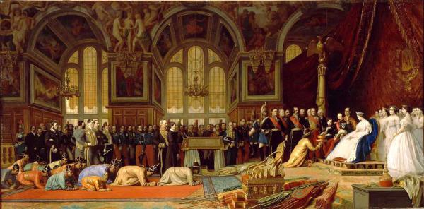 Réception des ambassadeurs siamois par l'empereur Napoléon III au palais de Fontainebleau.